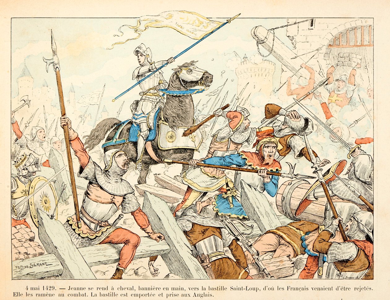 Illustrasjon hentet fra boken "" Joan of Arc "" av Theodore Cahu og illustrert av Paul De Semant (1855-1915): Den 4. mai av Paul de Semant