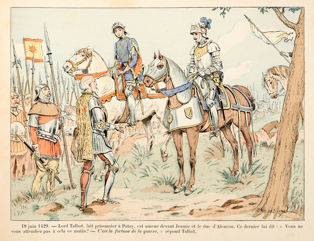 Illustrasjon hentet fra boken "" Joan of Arc "" av Theodore Cahu og illustrert av Paul De Semant (1855-1915): Den 18. juni av Paul de Semant