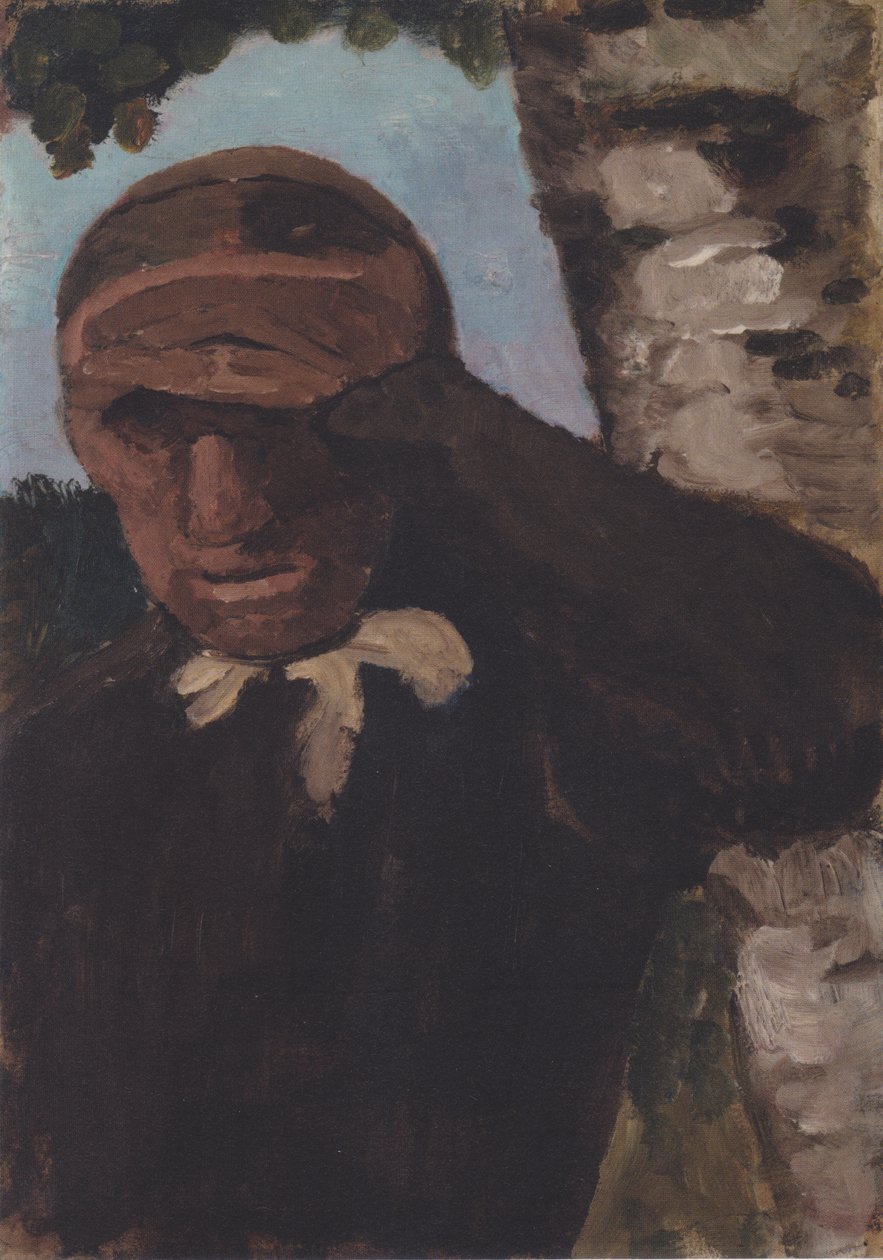 Gammel bondekvinne med hånden på pannen av Paula Modersohn Becker