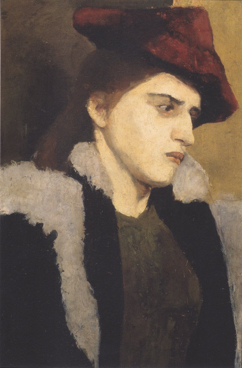 Portrett av en ung kvinne i en rød hatt av Paula Modersohn Becker