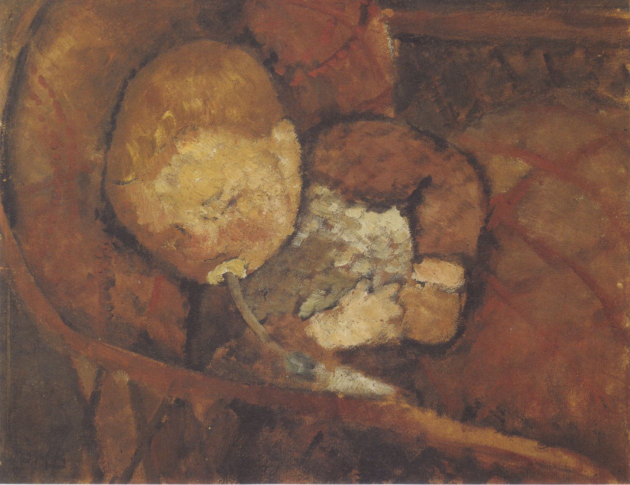Barn med fôringsflaske i vuggen av Paula Modersohn Becker
