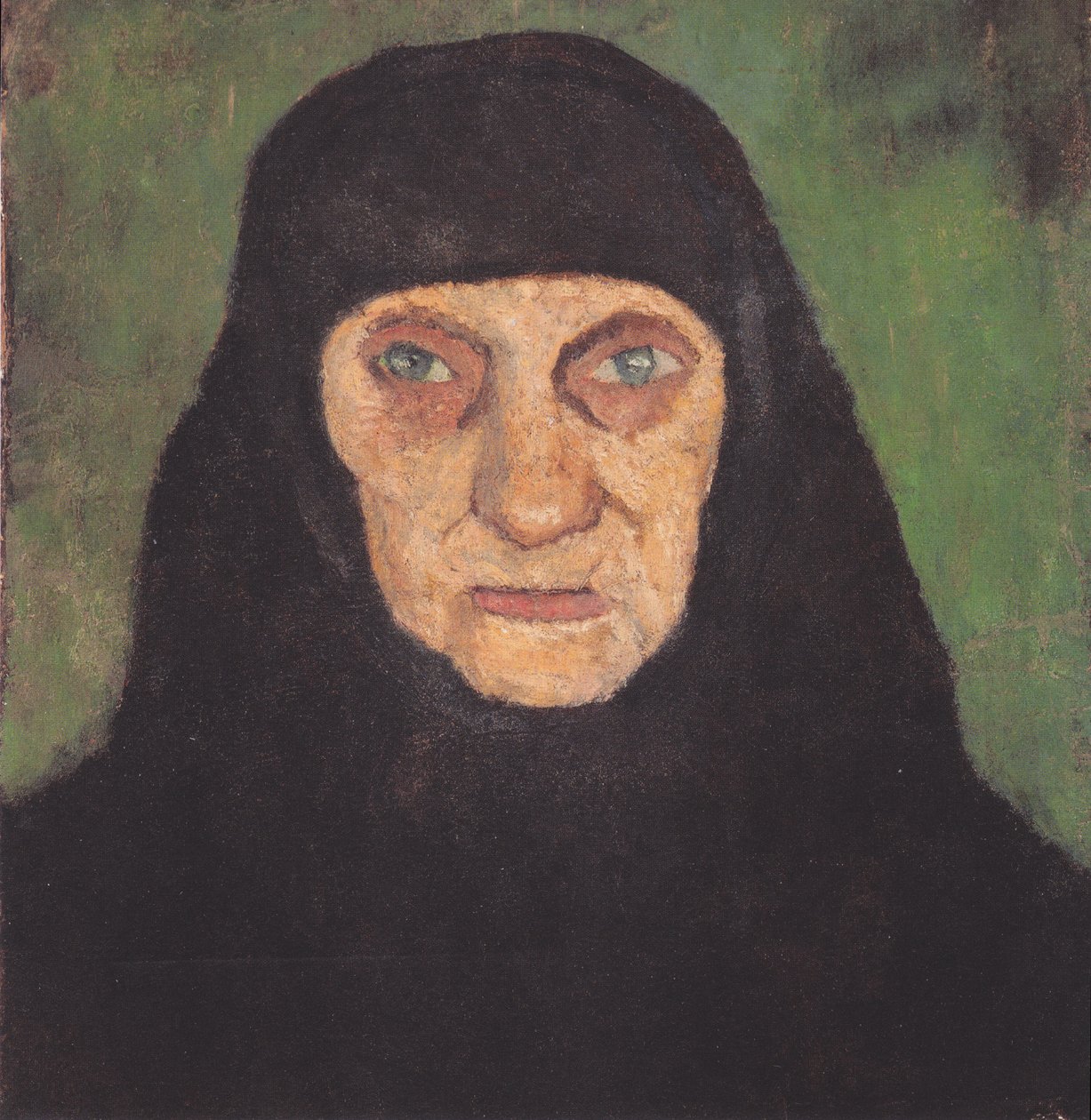 Hodet til en gammel kvinne med et svart skjerf av Paula Modersohn Becker