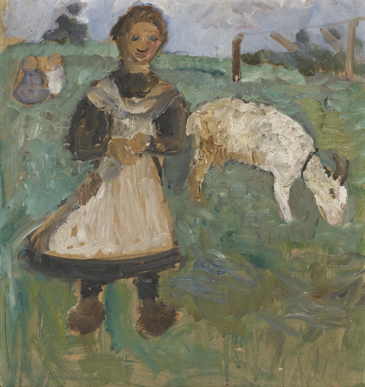 Jente med geit av Paula Modersohn Becker