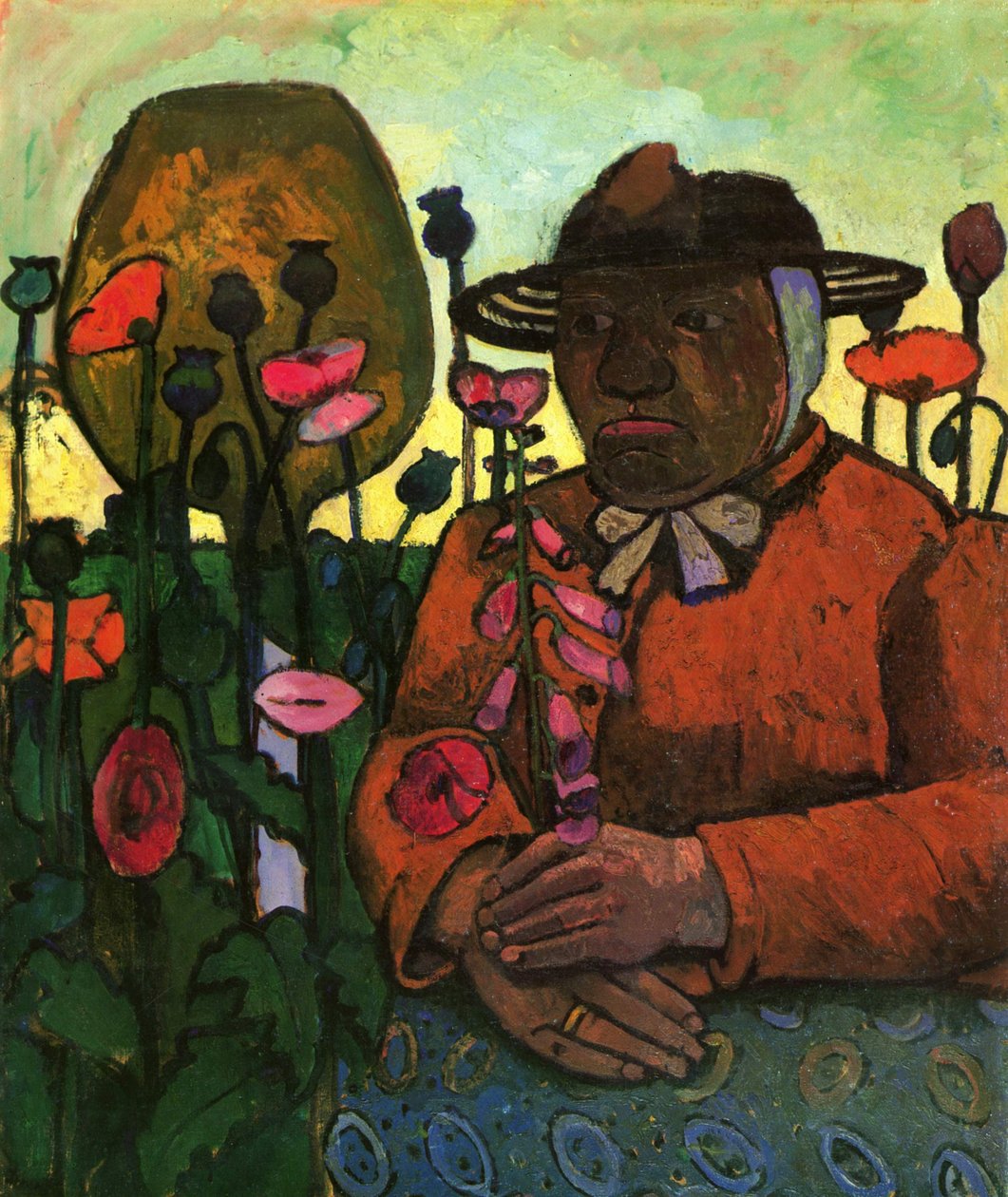 Gammel kvinne fra fattighuset i hagen med en glassball av Paula Modersohn Becker