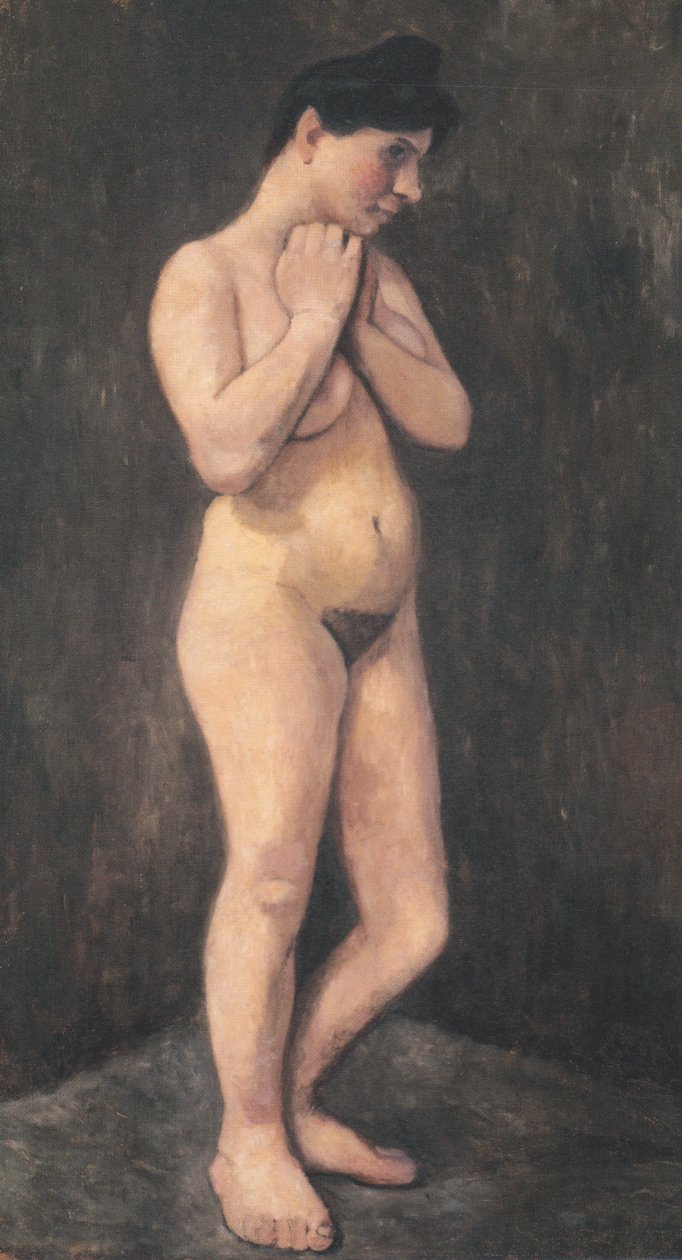 Stående kvinnelig naken med armene over brystet av Paula Modersohn Becker