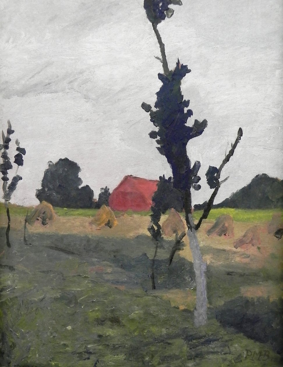 Worpsweder -landskap med et rødt hus av Paula Modersohn Becker