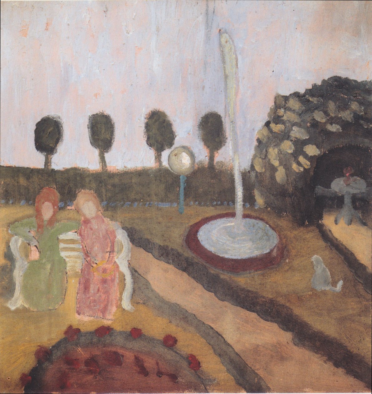To kvinner i hagen med en fontene 1 av Paula Modersohn Becker
