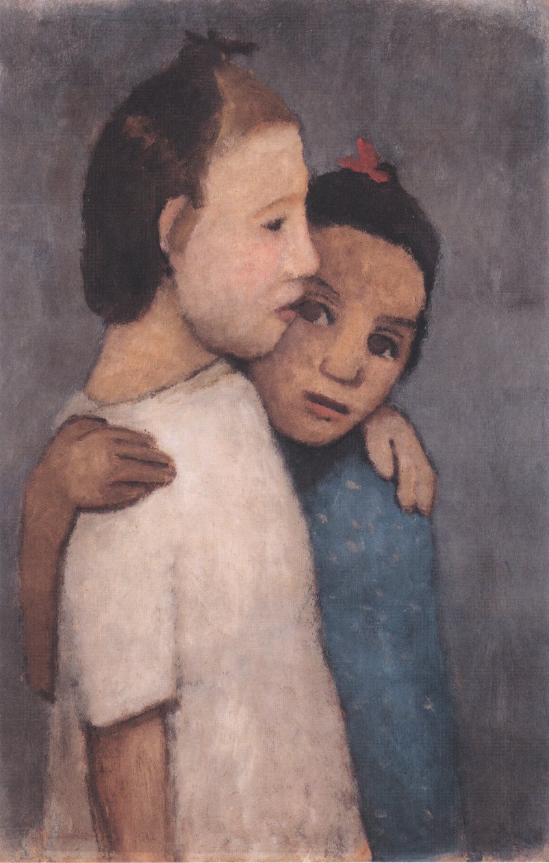 To jenter i hvit og blå kjole av Paula Modersohn Becker