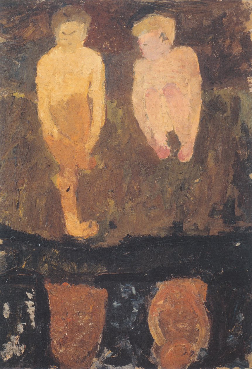 To nakne gutter huket seg på banken II av Paula Modersohn Becker