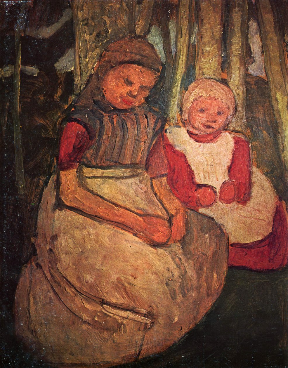 To sittende jenter i bjørkeskogen av Paula Modersohn Becker
