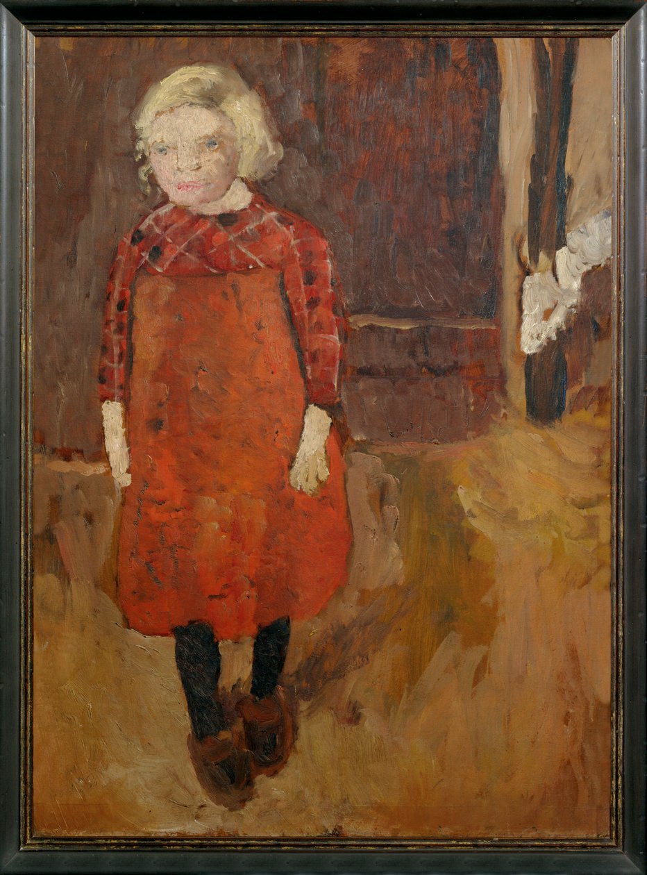 Jente, stående foran en geitesti av Paula Modersohn-Becker