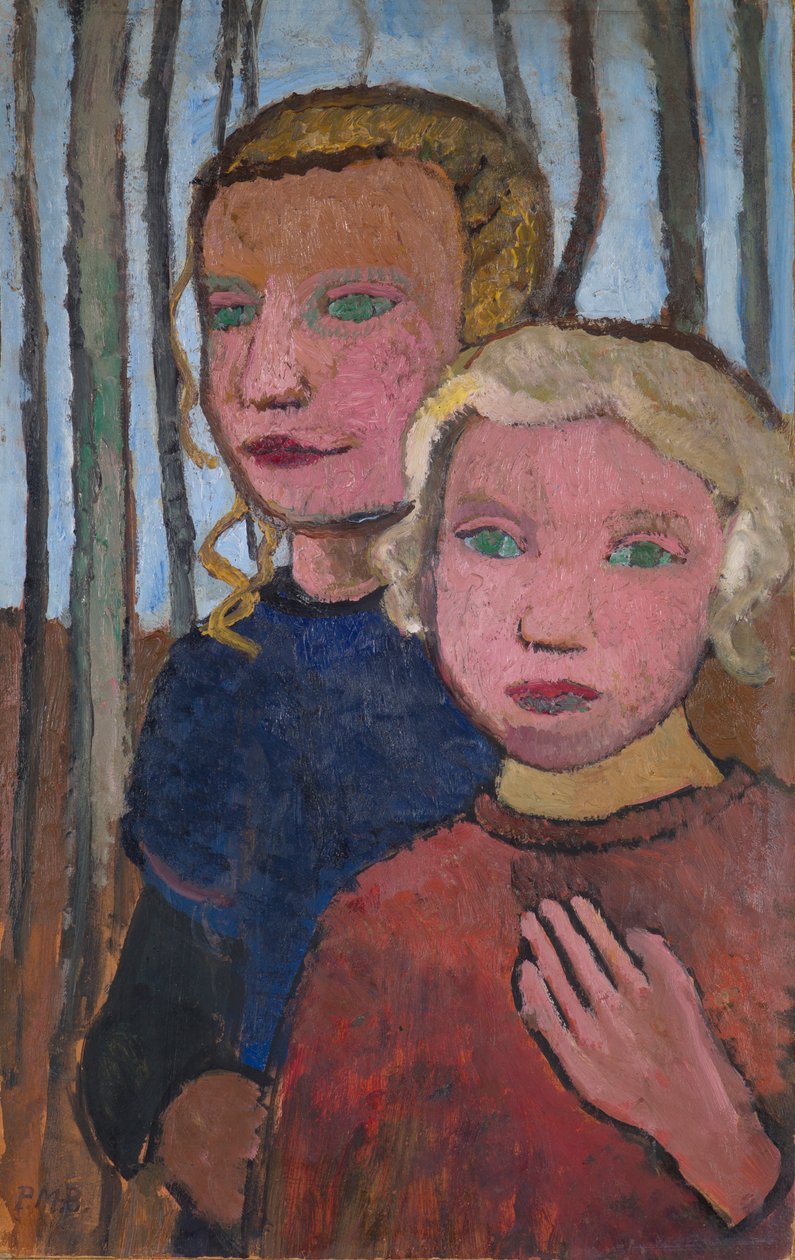 To jenter foran bjørketrær av Paula Modersohn-Becker
