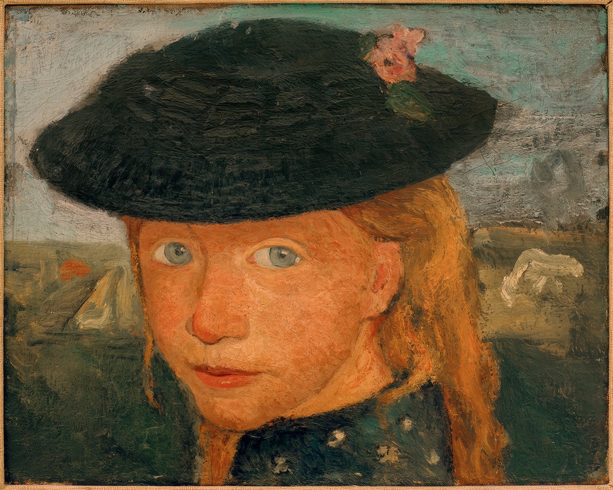 Hodet til en liten jente med stråhatt av Paula Modersohn Becker
