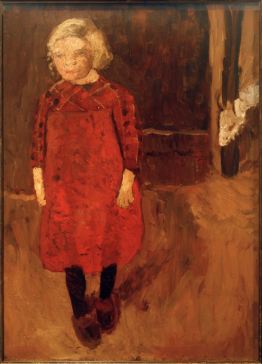 Jente som står foran et geiteskjul av Paula Modersohn Becker