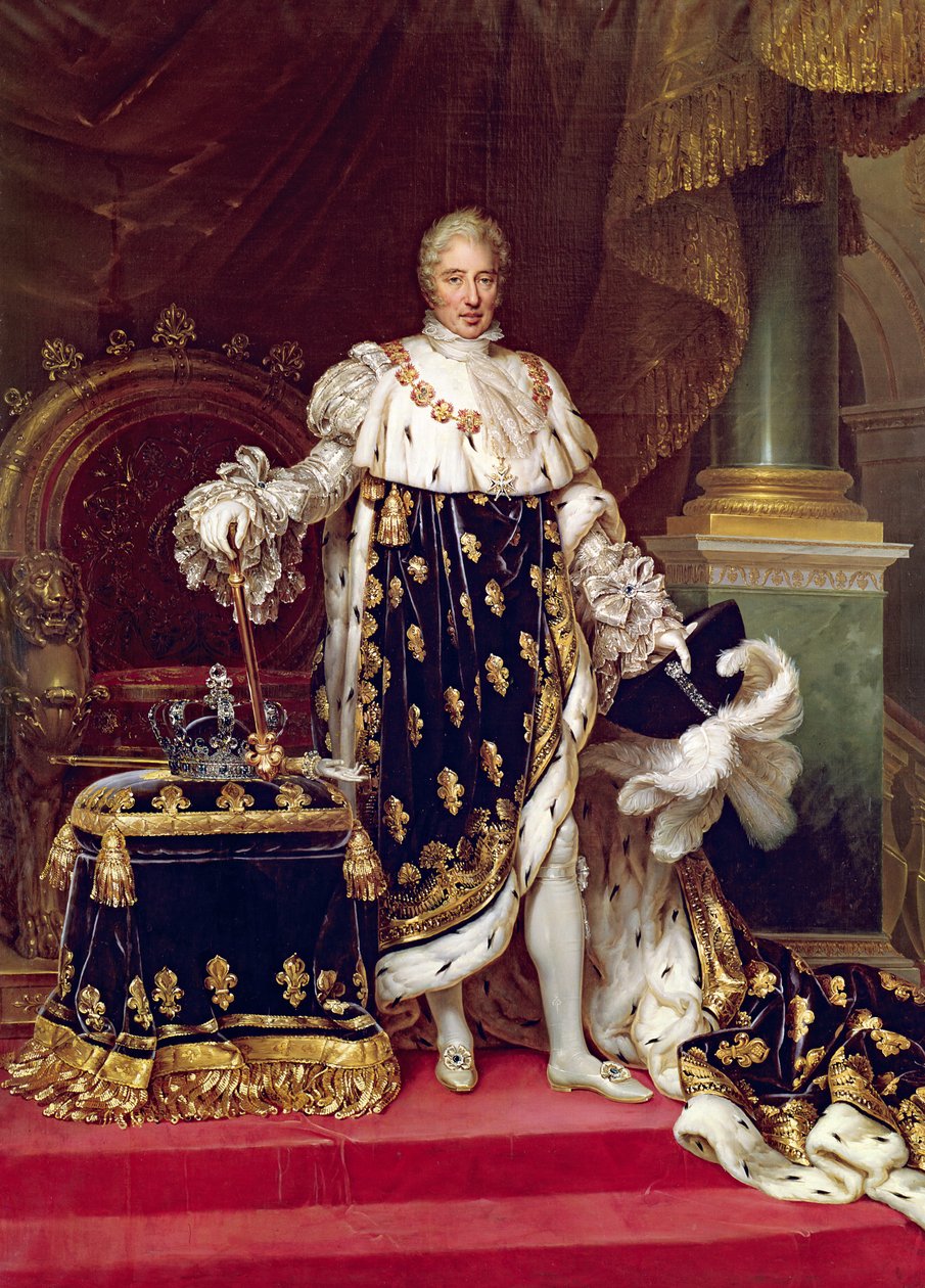 Portrett av Charles X (1757-1836) i kroningsklær, 1827 av Paulin Jean Baptiste Guerin