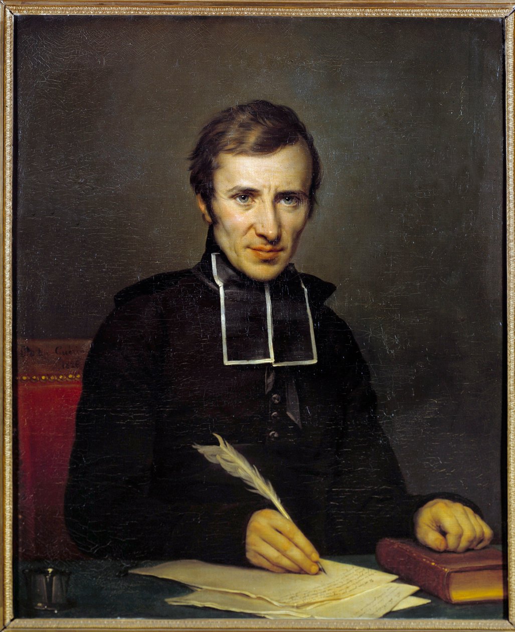 Portrett av Felicite Robert de Lamennais (1782-1854) fransk forfatter. Maleri av Jean-Baptiste Guerin Paulin (1783-1855) i 1826. Versailles, slottene i Versailles og Trianon av Paulin Jean Baptiste Guerin