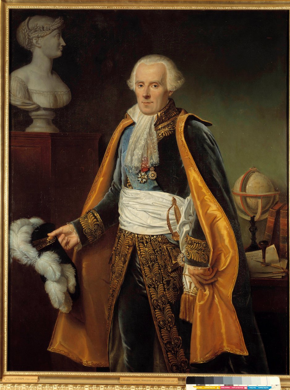Portrett av Pierre Simon, Marquis de Laplace (La Place) (1745-1827) Astronommaleri av Paulin Guerin (1783-1855) 1800-tallets søn. 1,46 x 1,13 m av Paulin Jean Baptiste Guerin