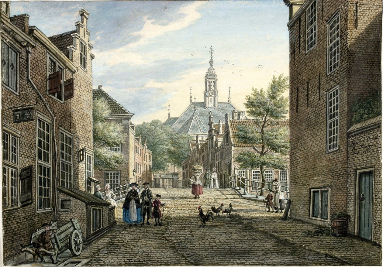Utsikt over Kranestraat av Paulus Constantijn la Fargue