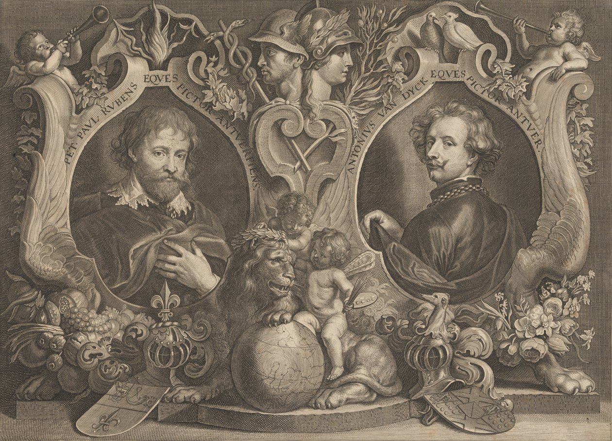 Antonius Van Dyck Knight og Peter Paul Rubens av Paulus Pontius