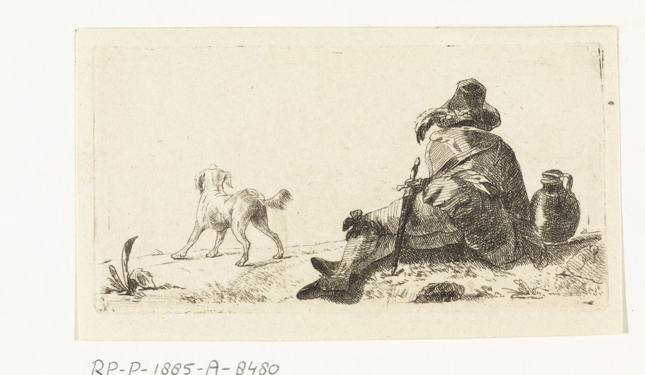 Mann med hund av Paulus Charles Gerard Poelman