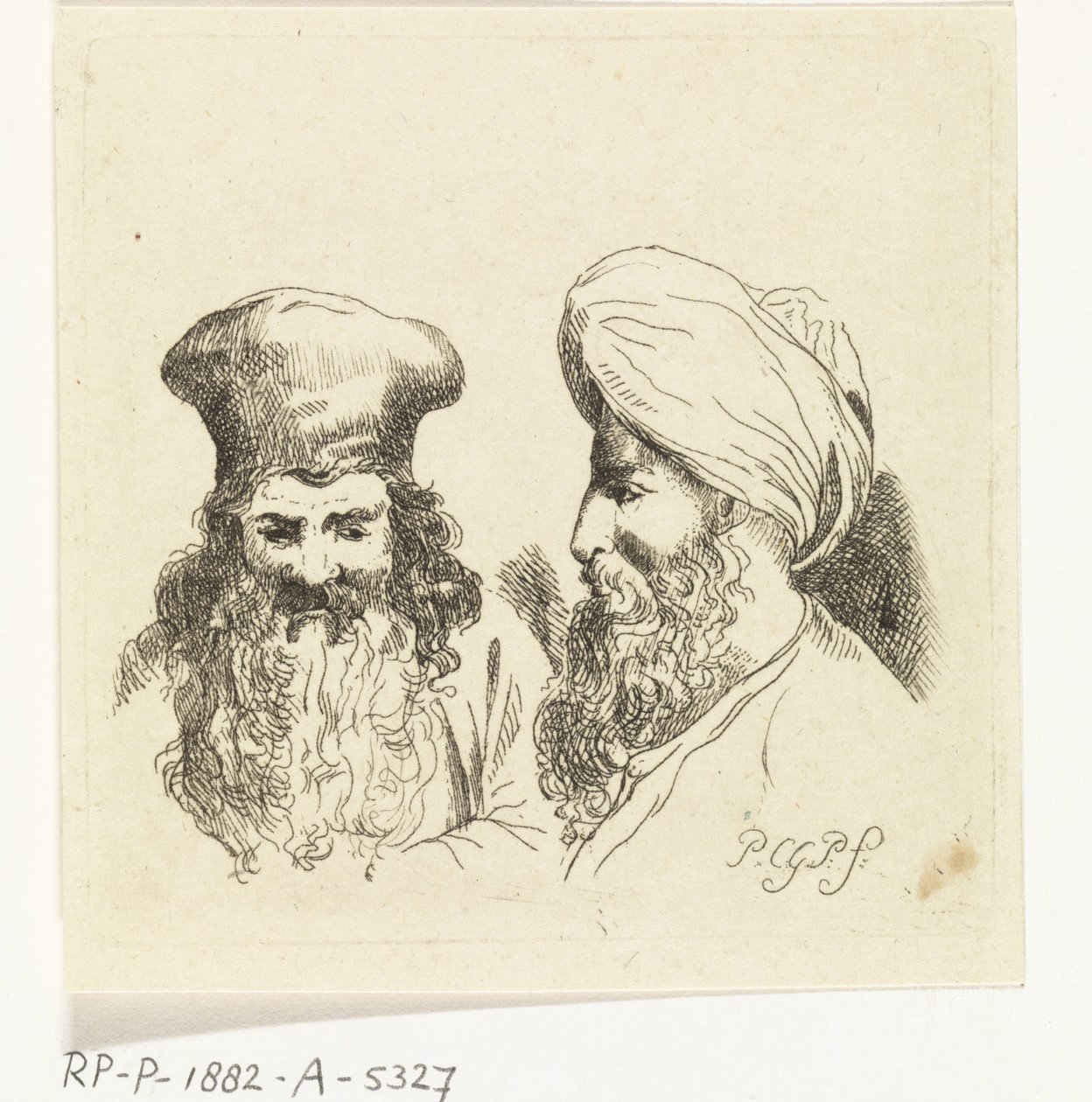 To menns hoder med turbaner av Paulus Charles Gerard Poelman