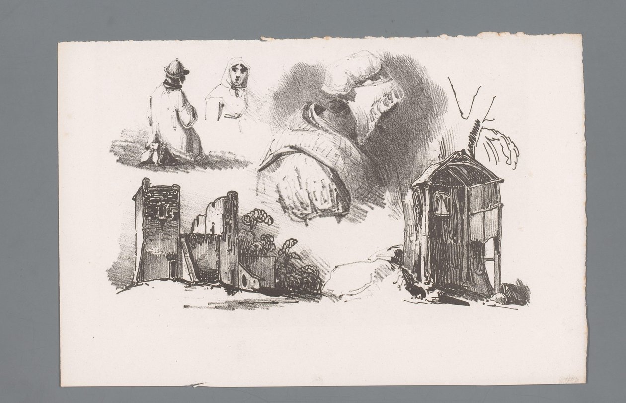 Tre figurer og to ruiner Prinsipper for landskap (serietittel) Principles de paysages (serietittel) av Paulus Lauters