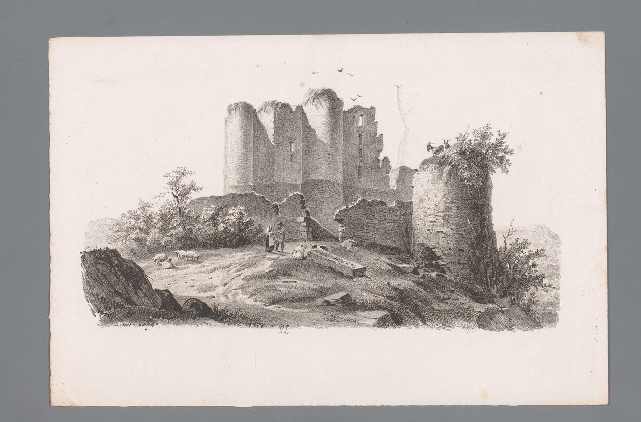 Utsikt over en ruin med tårn Prinsipper for landskap (serietittel) Principles de paysages (serietittel) av Paulus Lauters