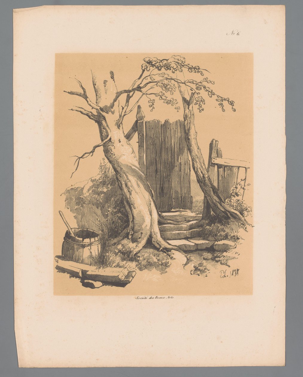Gjerde mellom to trær Pittoreske ansikter av Paulus Lauters (serietittel) Etrennes pittoresques pour 1839, par Lauters (serietittel) av Paulus Lauters