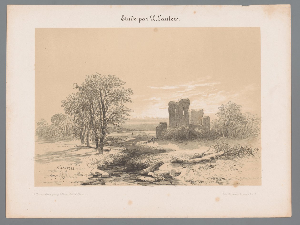 Landskap med ruin Studier av Paulus Lauters (serietittel) Etude av P. Lauters (serietittel på objekt) av Paulus Lauters