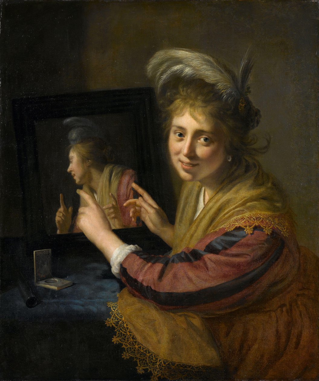Jenta ved speilet av Paulus Moreelse