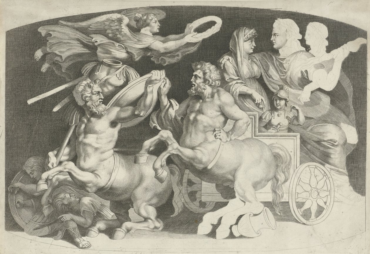 Camee met de triumph van Germanicus en Agrippina Ulike figurer av eldgamle agater, designet av Pietro Paolo Rubenii (serietittel) av Paulus Pontius (attributed to)