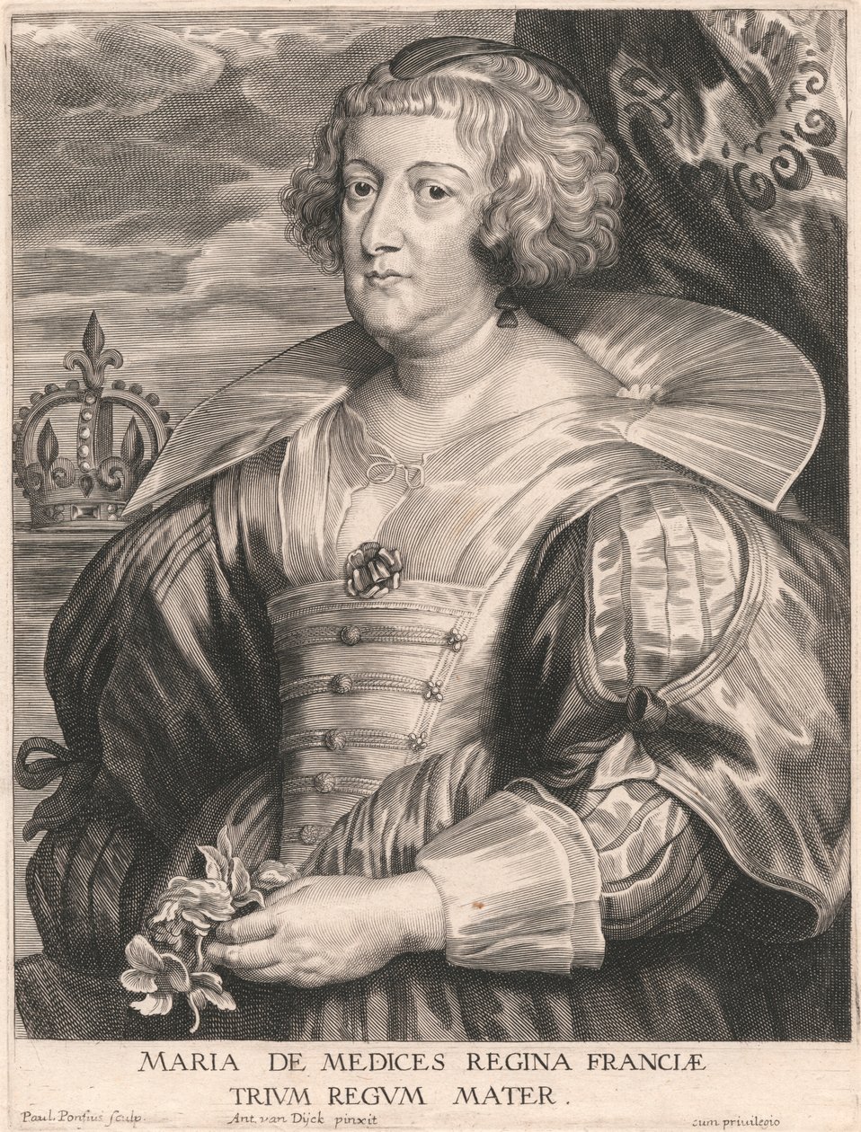 Marie de Medicis, dronning av Frankrike, mor til de tre konger av Paulus Pontius