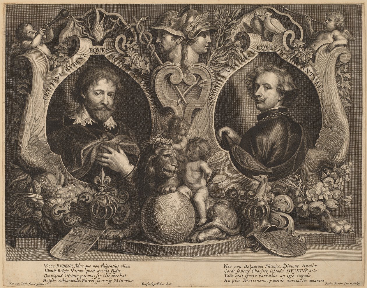 Rubens og van Dyck, et dobbeltportrett av Paulus Pontius, after Sir Anthony van Dyck and Erasmus Quellinus II