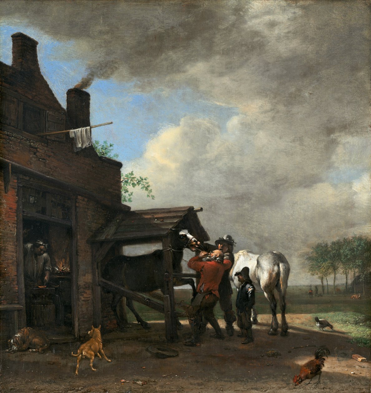 En hovslagerbutikk, 1648. av Paulus Potter
