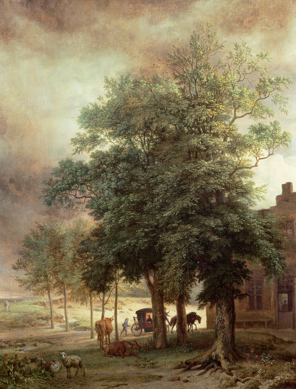 Landskap med vogn eller Hus bortenfor trærne av Paulus Potter