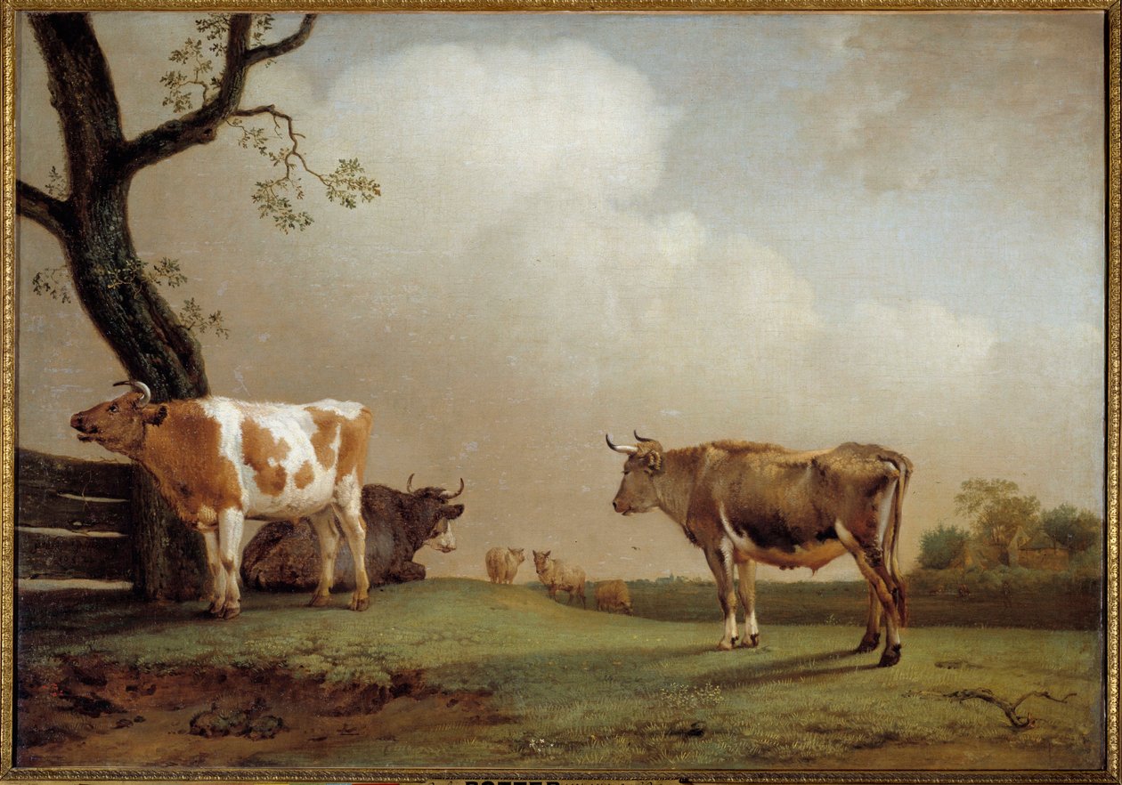 Engen En flokk med kyr i en pre. Maleri av Paul Potter (1625-1654) 1652 Søn. 0,84x1,21 m av Paulus Potter