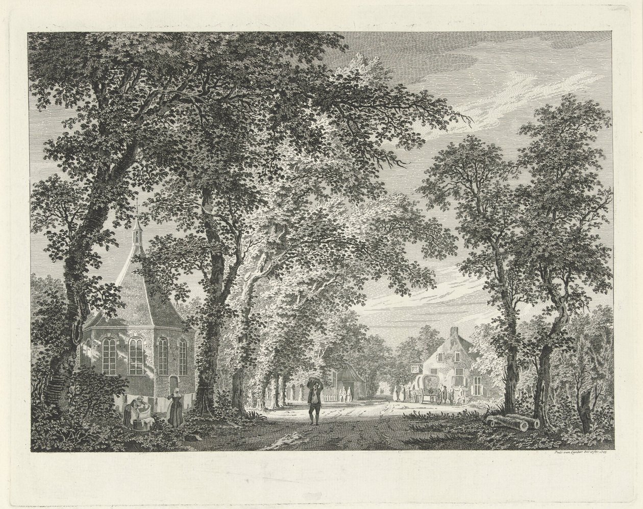 Utsikt over en landsby i Driebergen, 1754 av Paulus van Liender