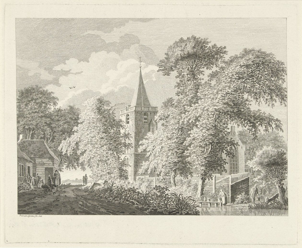 Landsbyutsikt i Maartensdijk, 1753 av Paulus van Liender