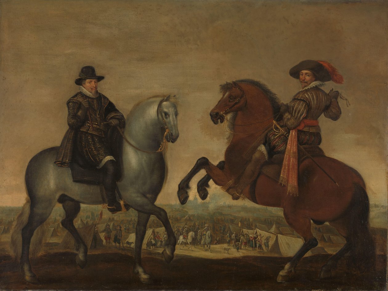 Prinsene Maurits og Frederik Hendrik til hest av Pauwels van Hillegaert (workshop of)