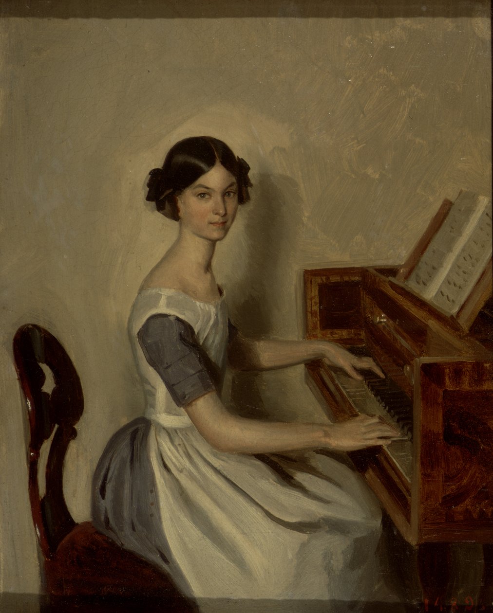 Portrett av Nadezhda P. Zhdanovich ved pianoet, 1849 av Pavel Andreevich Fedotov