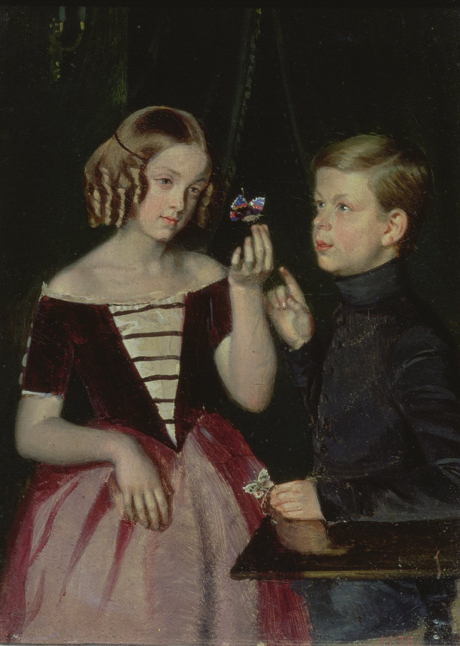 Portrett av Olga Ivanovna (1839-98) og Fedor Ivanov (1836-1903) 1851 av Pavel Andreevich Fedotov