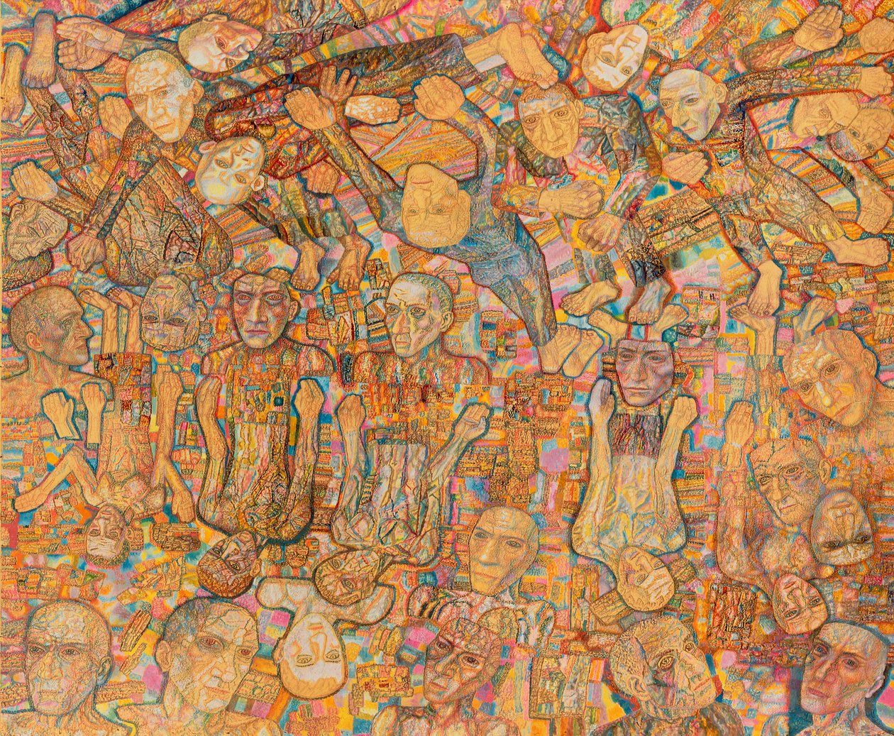 Crowd Composition (olje på papir) av Pawel Nikolajewitsch Filonow
