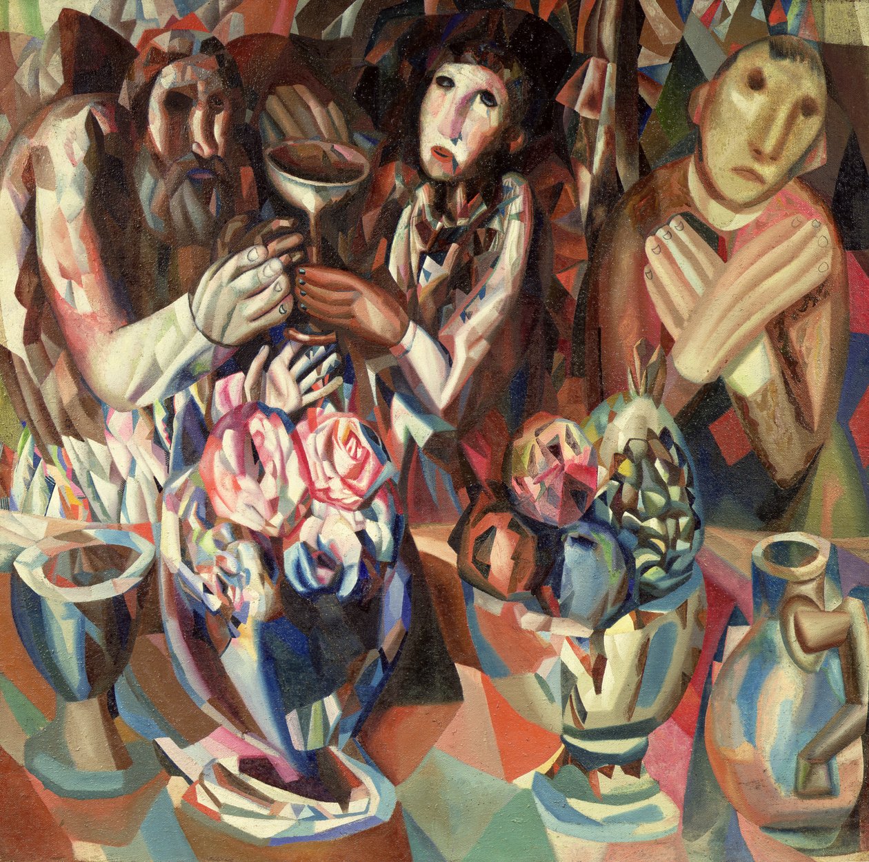 De tre ved bordet, 1914-15 av Pawel Nikolajewitsch Filonow
