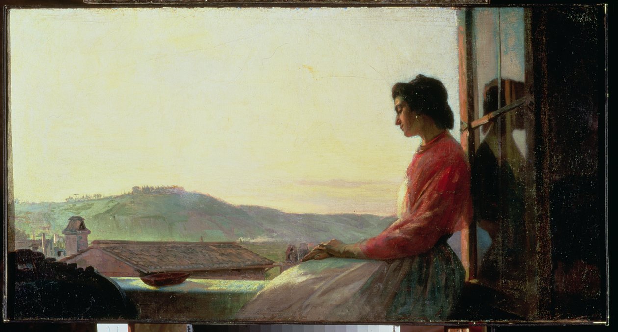 Giovannina sitter i en vinduskarm av Pavel Petrovich Chistiakov