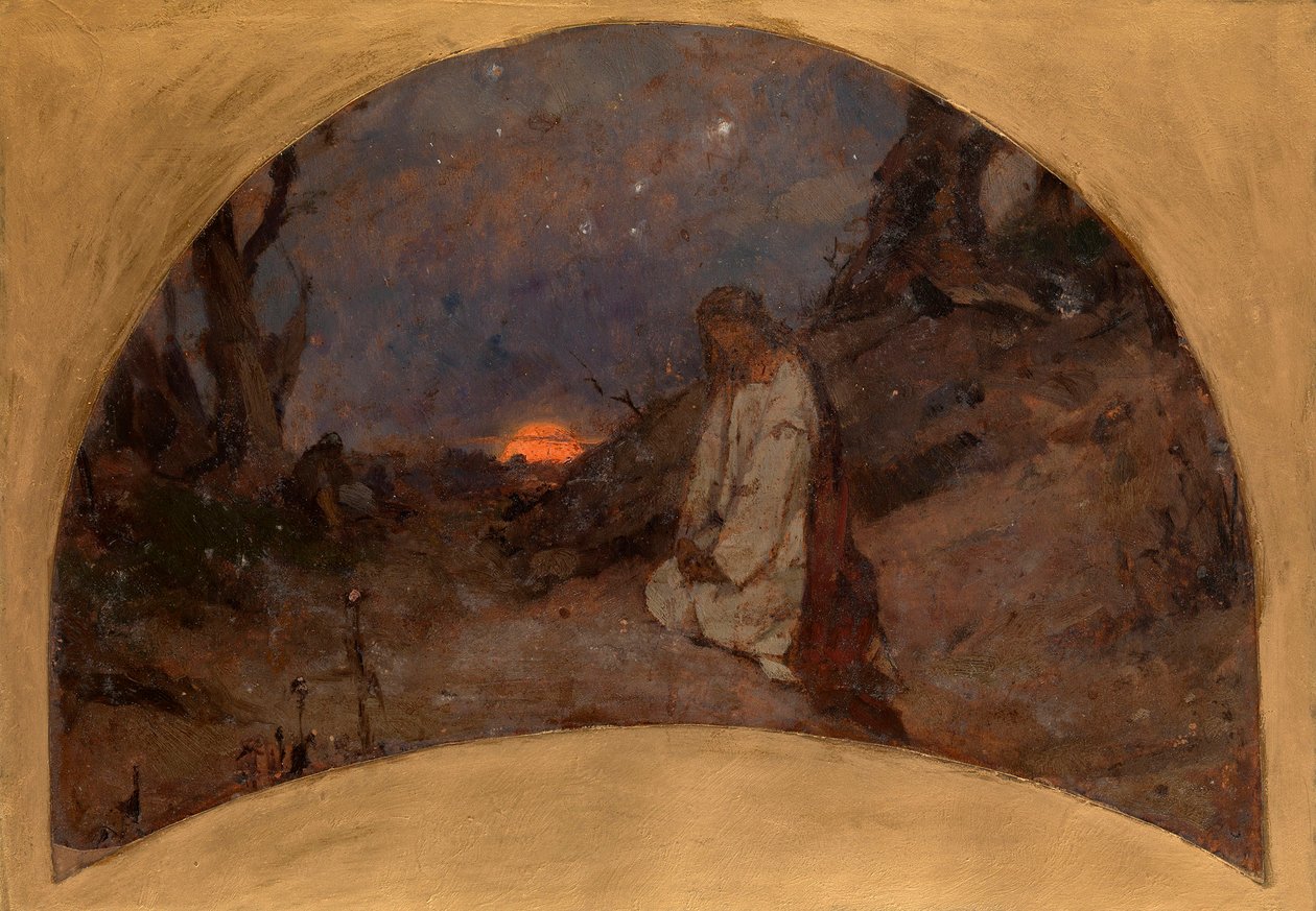 Agony in the Garden of Olives (The Agony in the Garden; skisse for St. Volodymyrs katedral i kyiv) - Verk av Pavel Alexandrovich Svedomsky (Svedomski) (1849-1904) ), h av Pavel Alexandrovich Svedomsky