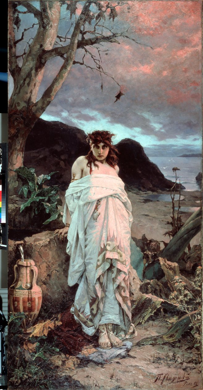 ""Medusa"" Representasjon av en av Gorgonene med et hypnotisk blikk - Maleri av Pavel Alexandrovich Svedomsky (1849-1904) 1882 State Tretyakov Gallery, Moskva av Pavel Alexandrovich Svedomsky