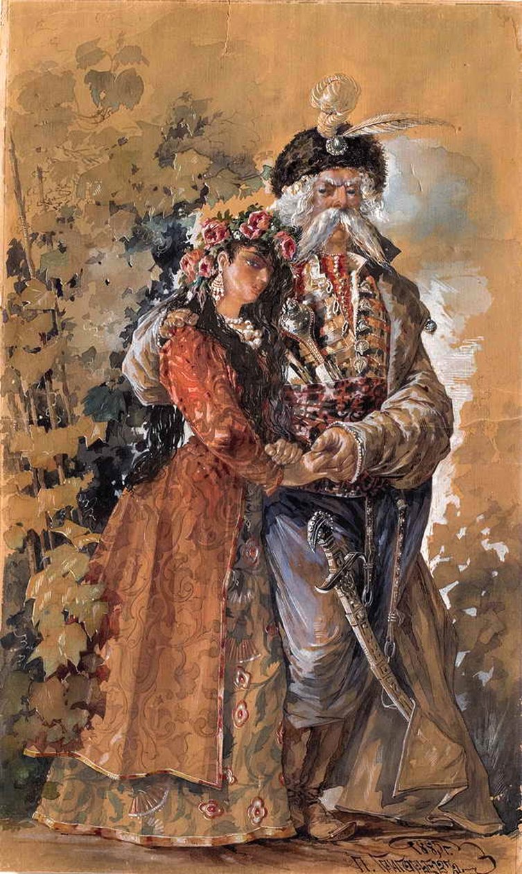Mazepa med Maria, 1885 av Pavel Alexeyevich Grigoryev
