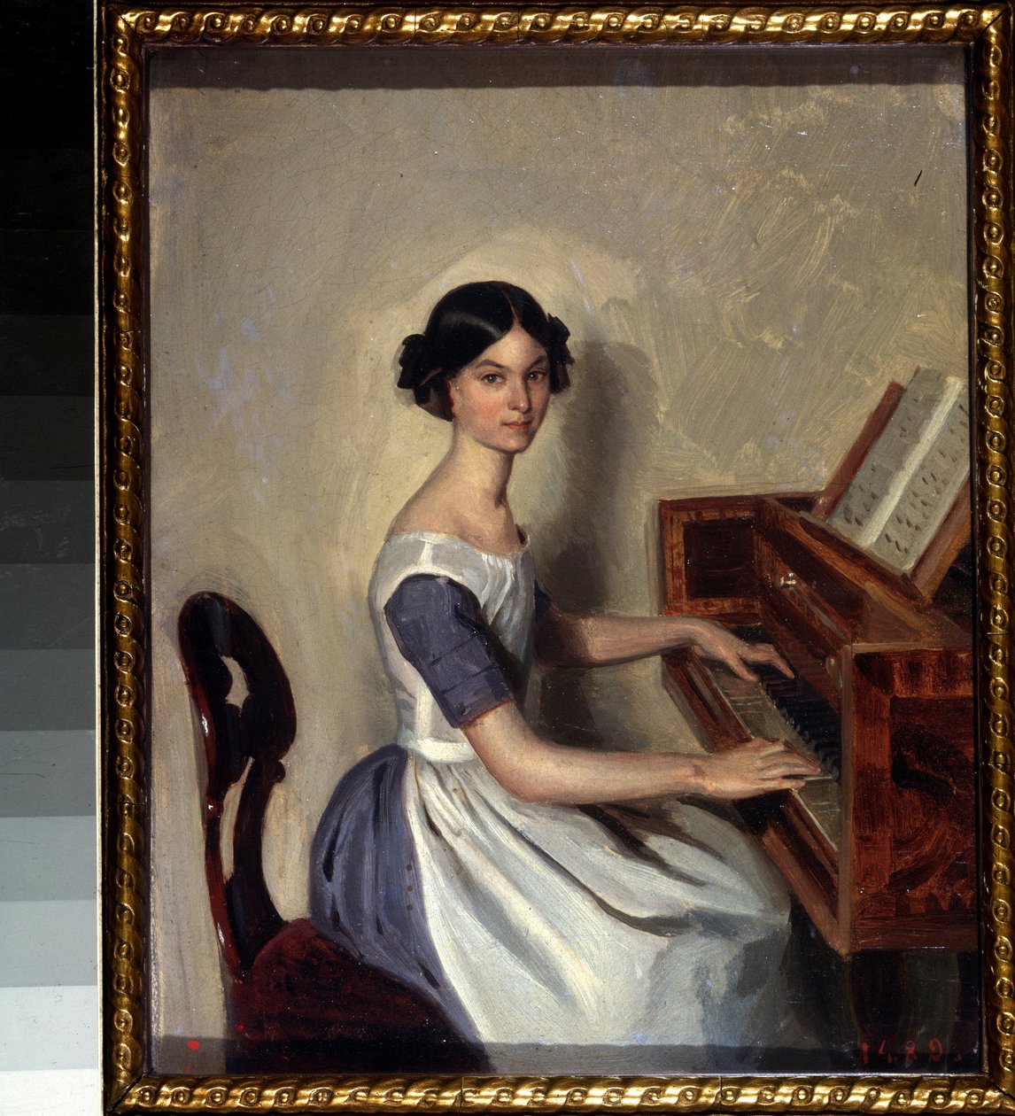 ""Portrett av Nadezhda Zhdanovich ved cembalo"" Maleri av Pavel Andreevich Fedotov (1815-1852) 1849-1850 Statens russiske museum St. Petersburg av Pavel Andreevich Fedotov