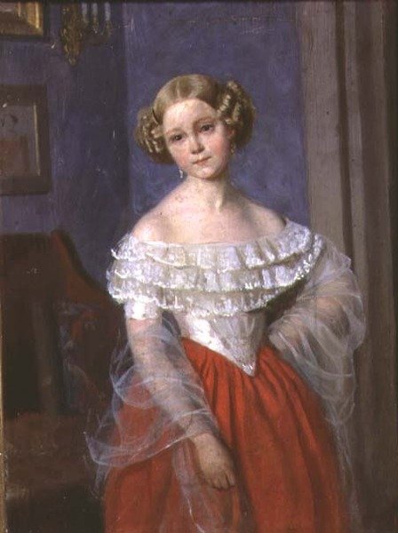 Portrett av Olga Ivanovna Demonkala (1840-c.1927) 1851 (olje på lerret) av Pavel Andreevich Fedotov