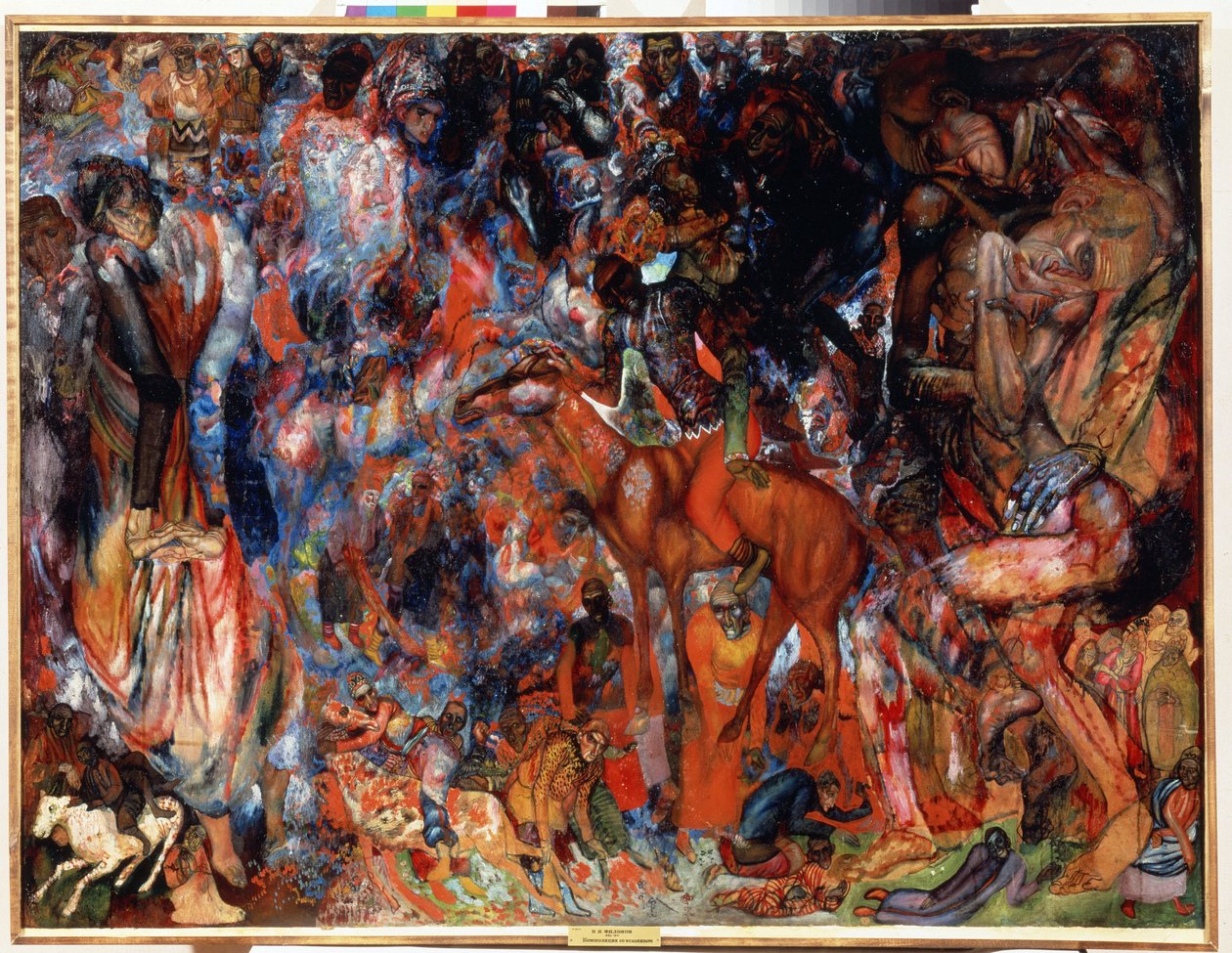 ""Composition au cavalier"" (Komposisjon med en rytter) Peinture de Pavel Nikolayevich Filonov (1883-1941) sd. Statens russiske museum, Saint Petersbourg av Pawel Nikolajewitsch Filonow